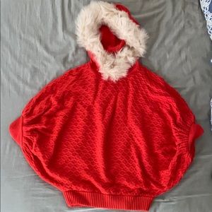 Orange Red sweater with real fur